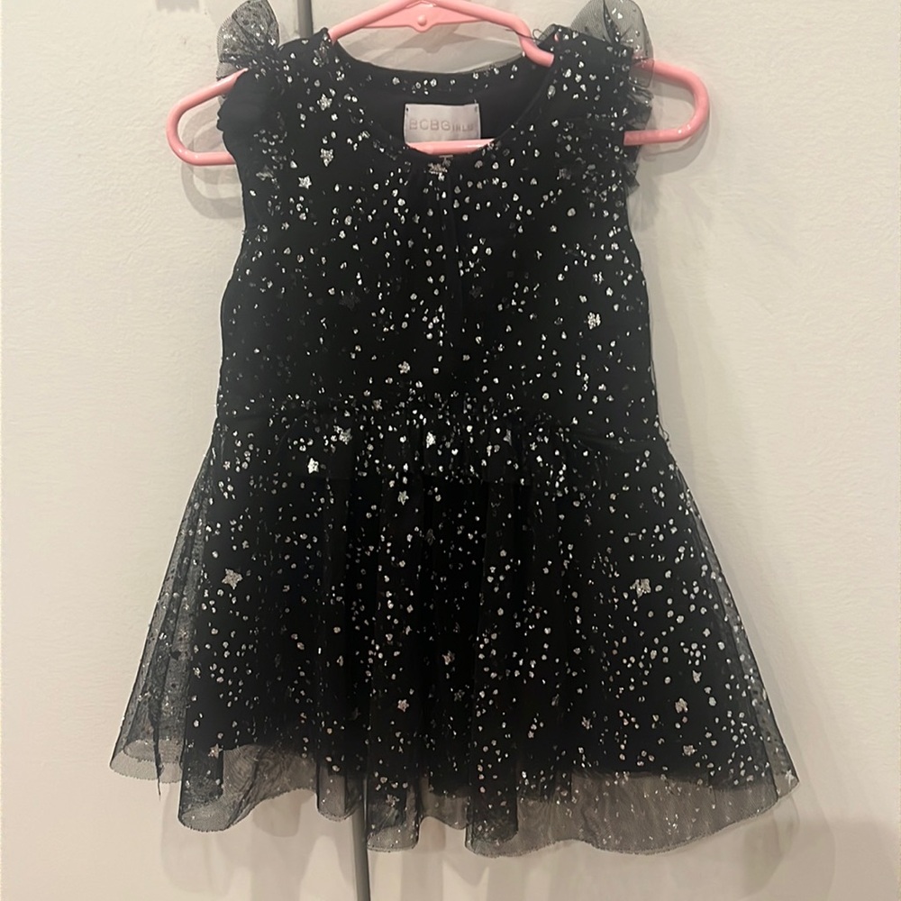 BCBG girls dress black with metallic stars